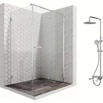 Душевой уголок Ambassador Abner 120x90 с душевой системой Am.Pm, прозрачный, хром (10011104R, F0780700)