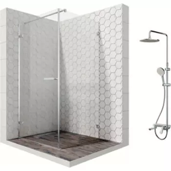 Душевой уголок Ambassador Abner 90x90 с душевой системой Am.Pm, прозрачный, хром (10011101L, F0780700)