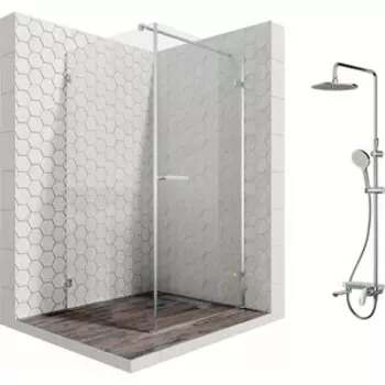 Душевой уголок Ambassador Abner 90x90 с душевой системой Am.Pm, прозрачный, хром (10011101R, F0780700)