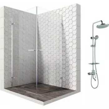 Душевой уголок Ambassador Abner 90x90 с душевой системой Lemark, прозрачный, хром (10011105, LM7010C)