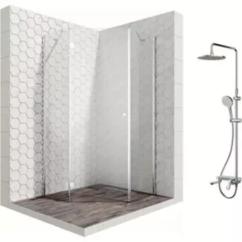 Душевой уголок Ambassador Diamond 100x100 с душевой системой Am.Pm, левый, прозрачный, хром (12011112L, F0780700)