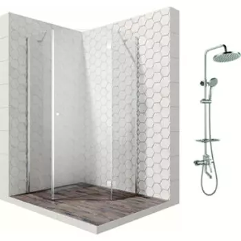 Душевой уголок Ambassador Diamond 100x100 с душевой системой Lemark, правый, прозрачный, хром (12011112R, LM7010C)