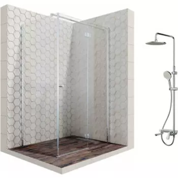 Душевой уголок Ambassador Diamond 120x80 с душевой системой Am.Pm, правый, прозрачный, хром (12011107R, F0780700)