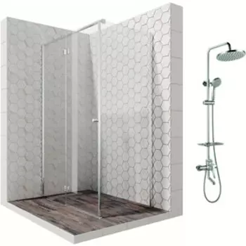 Душевой уголок Ambassador Diamond 120x80 с душевой системой Lemark, левый, прозрачный, хром (12011104L, LM7010C)