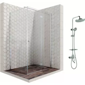 Душевой уголок Ambassador Diamond 120x80 с душевой системой Lemark, правый, прозрачный, хром (12011107R, LM7010C)