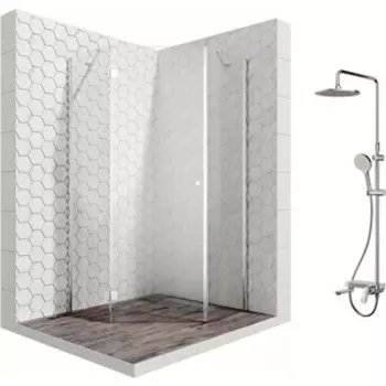 Душевой уголок Ambassador Diamond 90x90 с душевой системой Am.Pm, левый, прозрачный, хром (12011111L, F0780700)