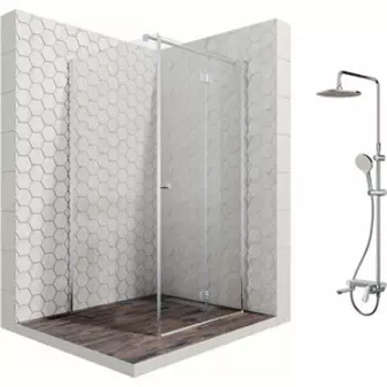 Душевой уголок Ambassador Diamond 90x90 с душевой системой Am.Pm, правый, прозрачный, хром (12011105R, F0780700)