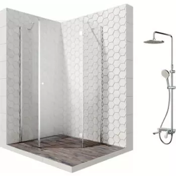 Душевой уголок Ambassador Diamond 90x90 с душевой системой Am.Pm, правый, прозрачный, хром (12011111R, F0780700)