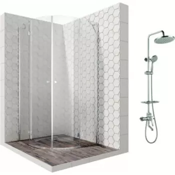 Душевой уголок Ambassador Diamond 90x90 с душевой системой Lemark, прозрачный, хром (12011101, LM7010C)