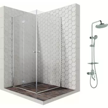 Душевой уголок Ambassador Diamond 90x90 с душевой системой Lemark, прозрачный, хром (12011109, LM7010C)