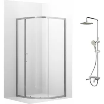 Душевой уголок Ambassador Kingston 100х100 с душевой системой Am.Pm, прозрачный, хром (14011113, F0780700)