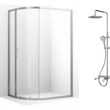 Душевой уголок Ambassador Kingston 100х90 с душевой системой Am.Pm, прозрачный, хром (14011115, F0780700)