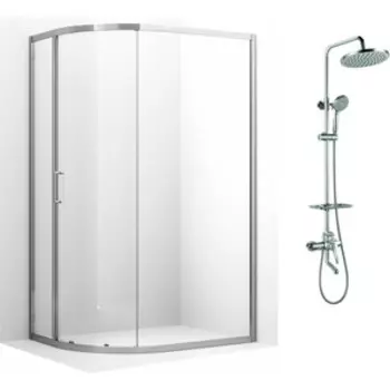 Душевой уголок Ambassador Kingston 100х90 с душевой системой Lemark, прозрачный, хром (14011115, LM7010C)