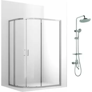 Душевой уголок Ambassador Kingston 120х80 с душевой системой Lemark, прозрачный, хром (14011108, LM7010C)