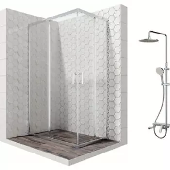 Душевой уголок Ambassador Kingston 120x80 с душевой системой Am.Pm, прозрачный, хром (14011101, F0780700)