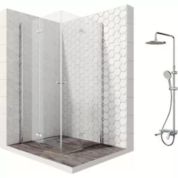 Душевой уголок Ambassador Nord 100x100 с душевой системой Am.Pm, прозрачный, хром (13011109, F0780700)