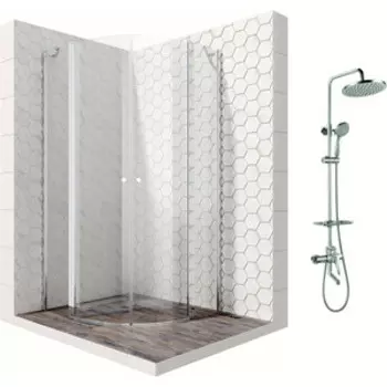 Душевой уголок Ambassador Nord 100x100 с душевой системой Lemark, прозрачный, хром (13011102, LM7010C)