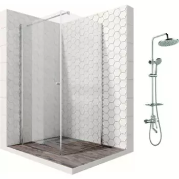 Душевой уголок Ambassador Nord 100x100 с душевой системой Lemark, прозрачный, хром (13011104, LM7010C)