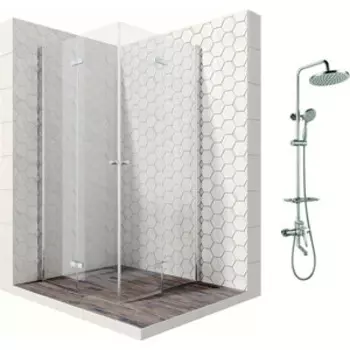 Душевой уголок Ambassador Nord 100x100 с душевой системой Lemark, прозрачный, хром (13011109, LM7010C)