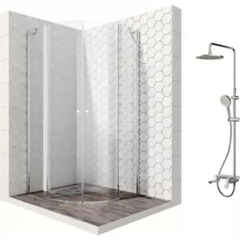 Душевой уголок Ambassador* Nord 90x90 с душевой системой Am.Pm, прозрачный, хром (13011101, F0780700)