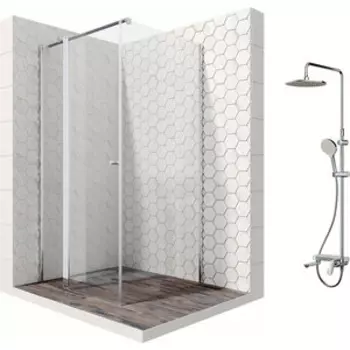 Душевой уголок Ambassador Nord 90x90 с душевой системой Am.Pm, прозрачный, хром (13011105, F0780700)