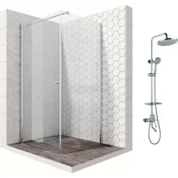 Душевой уголок Ambassador Nord 90x90 с душевой системой Lemark, прозрачный, хром (13011103, LM7010C)