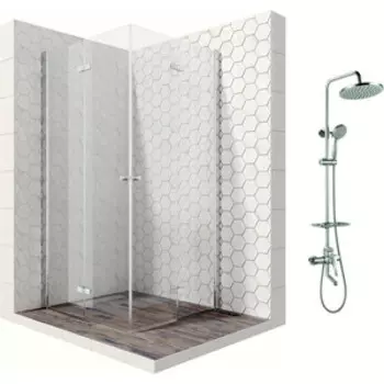 Душевой уголок Ambassador Nord 90x90 с душевой системой Lemark, прозрачный, хром (13011108, LM7010C)