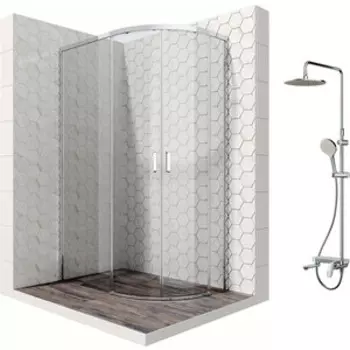 Душевой уголок Ambassador Queen 120x80 с душевой системой Am.Pm, прозрачный, хром (11011103L, F0780700)