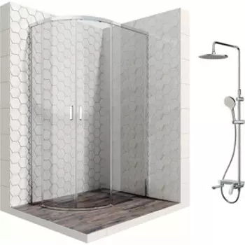 Душевой уголок Ambassador Queen 120x80 с душевой системой Am.Pm, прозрачный, хром (11011103R, F0780700)