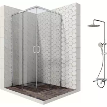 Душевой уголок Ambassador Queen 90x90 с душевой системой Am.Pm, прозрачный, хром (11011104, F0780700)