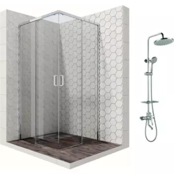 Душевой уголок Ambassador Queen 90x90 с душевой системой Lemark, прозрачный, хром (11011104, LM7010C)