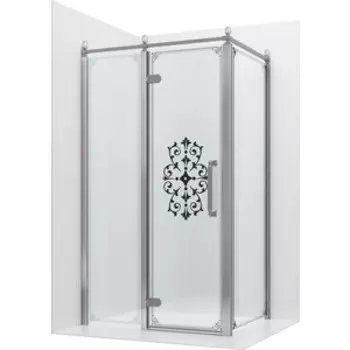 Душевой уголок Ambassador Royal 120х80 левый, прозрачный с рисунком, хром (18015110-L)
