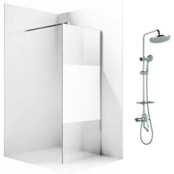 Душевой уголок Ambassador Walk-in 100х100-70 с душевой системой Lemark, прозрачный, матовый, хром (15034127, LM7010C)