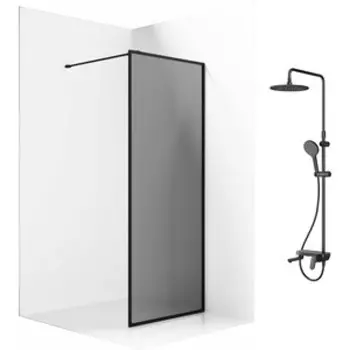 Душевой уголок Ambassador Walk-in 110х100-70 с душевой системой Am.Pm, прозрачный, черный (15032217, F0780722)
