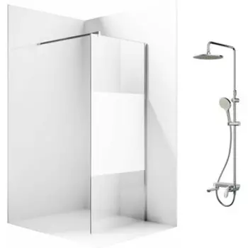 Душевой уголок Ambassador Walk-in 110х100-70 с душевой системой Am.Pm, прозрачный, матовый, хром (15034126, F0780700)