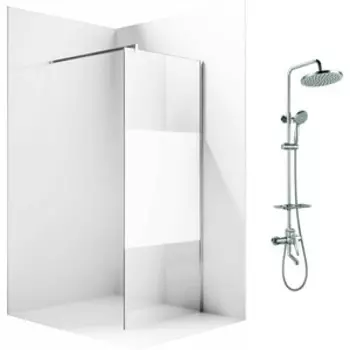 Душевой уголок Ambassador Walk-in 110х100-70 с душевой системой Lemark, прозрачный, матовый, хром (15034126, LM7010C)