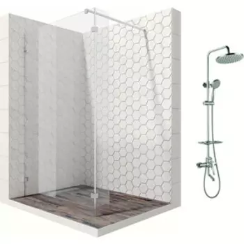 Душевой уголок Ambassador Walk-in 110x100-70 с душевой системой Lemark, прозрачный, хром (15031107, LM7010C)