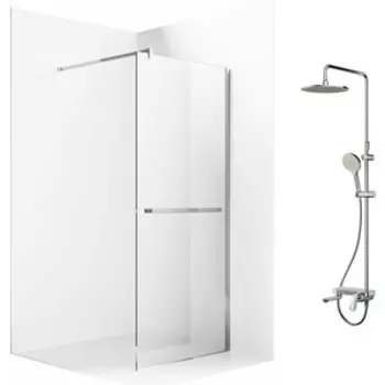 Душевой уголок Ambassador Walk-in 120х100-70 с душевой системой Am.Pm, прозрачный, хром (15031133, F0780700)