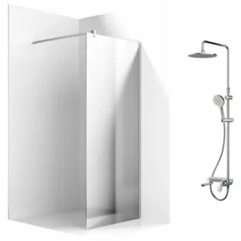 Душевой уголок Ambassador Walk-in 90х100-70 с душевой системой Am.Pm, зеркальный, хром (15033123, F0780700)