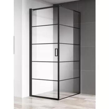 Душевой уголок AQUAme 80х80 прозрачный, матовый черный (AQM5215-LH-8)