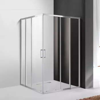 Душевой уголок Cezares Molveno AH-21 100x80 с поддоном, прозрачный, хром (MOLVENO-AH-21-80+20-C-Cr-IV, ЛП00080)