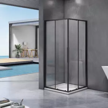 Душевой уголок Good Door Idea CR 90x90 с поддоном, прозрачный, черный (CR-90-C-B)