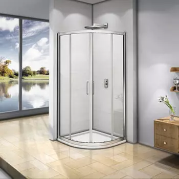 Душевой уголок Good Door Neo R 90x90 с поддоном, прозрачный, хром