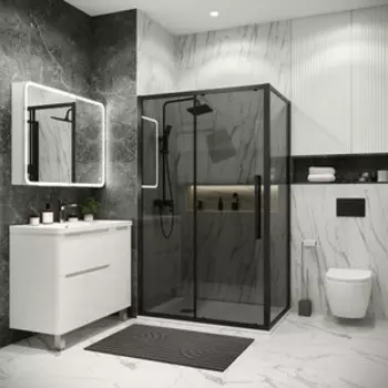 Душевой уголок Grossman Cosmo 120x80 тонированный, черный матовый (120.K33.02.1280.21.10)