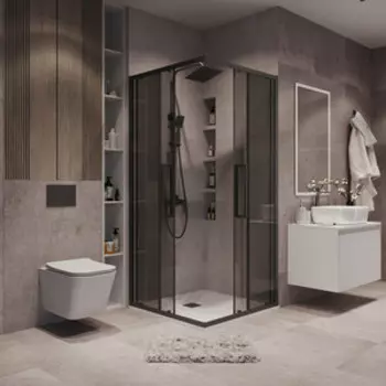 Душевой уголок Grossman Cosmo 90x90 тонированный, черный матовый (300.K33.02.9090.21.10)