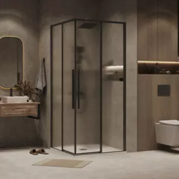 Душевой уголок Grossman Galaxy 100x100 шиншилла, черный матовый (300.K33.01.1010.21.02)