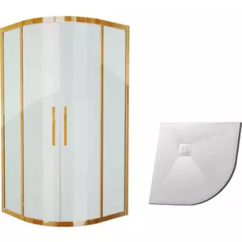Душевой уголок Grossman Pragma 100x100 с поддоном, прозрачный, золото (PR-100G, GR-S1100100)