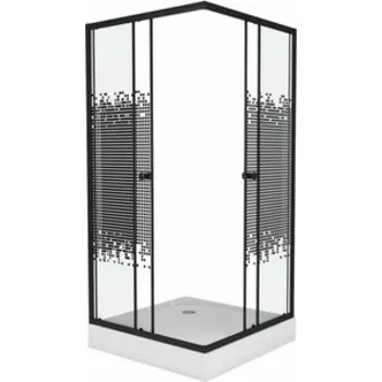 Душевой уголок Niagara Eco 80x80 прозрачный с рисунком, черный ( NG-008-14Q BLACK)