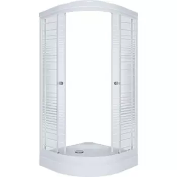 Душевой уголок Triton Стандарт А 100x100 профиль белый, стекла Аква полосы (Щ0000025929)