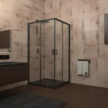 Душевой уголок Veconi Rovigo RV-13 100x100 прозрачный, черный (RV13-100-01-C5)